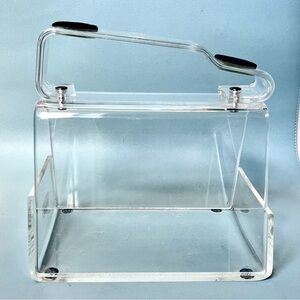 1970s Lucite Shoe Shine Stand MCM Grainware Clear Acrylic Box Vintage 80s Decor